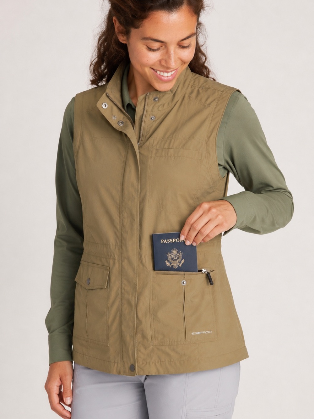 🌸 ExOfficio FlyQ Travel Vest Women’s S 4 6 Tawny 12-Pocket Safari Hiking $106